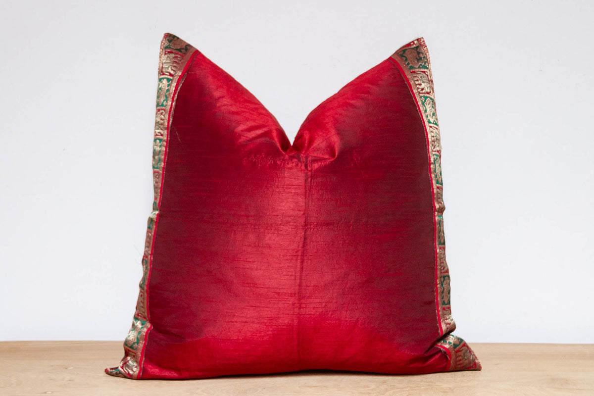 Cherry Festive Silk Euro Pillow Cover