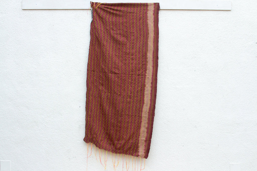 Floral Border Silk Kantha Reversible Throw