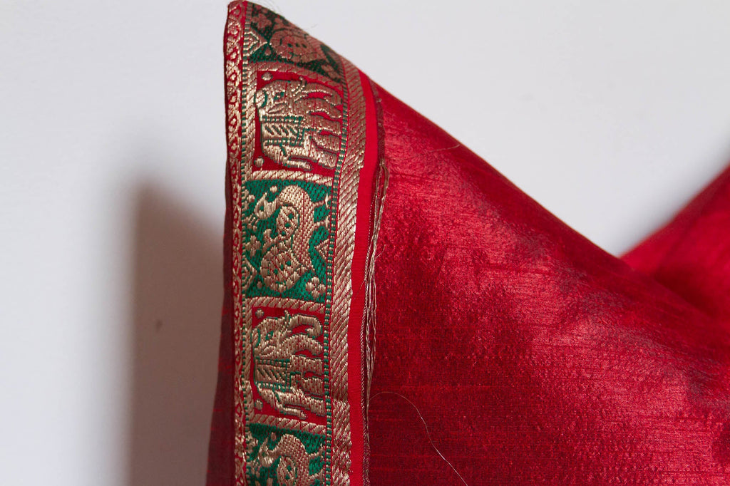 Cherry Festive Silk Euro Pillow Cover