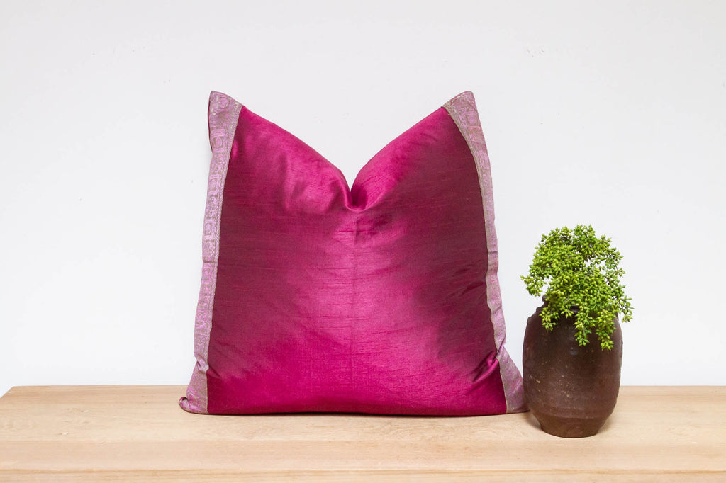 Magenta Festive Silk Euro Pillow Cover