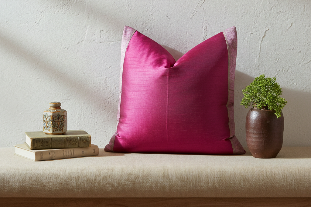 Magenta Festive Silk Euro Pillow Cover
