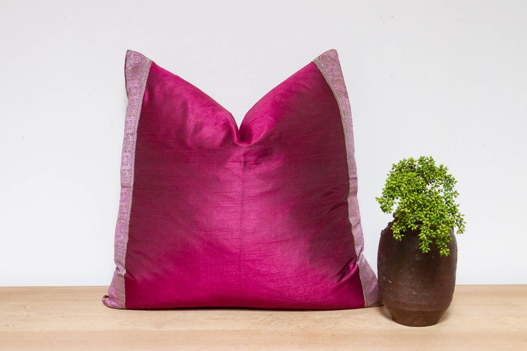 Magenta Festive Silk Euro Pillow Cover