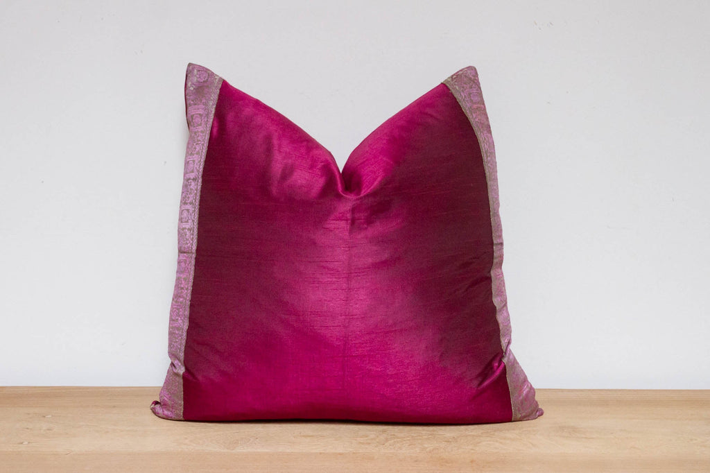 Magenta Festive Silk Euro Pillow Cover