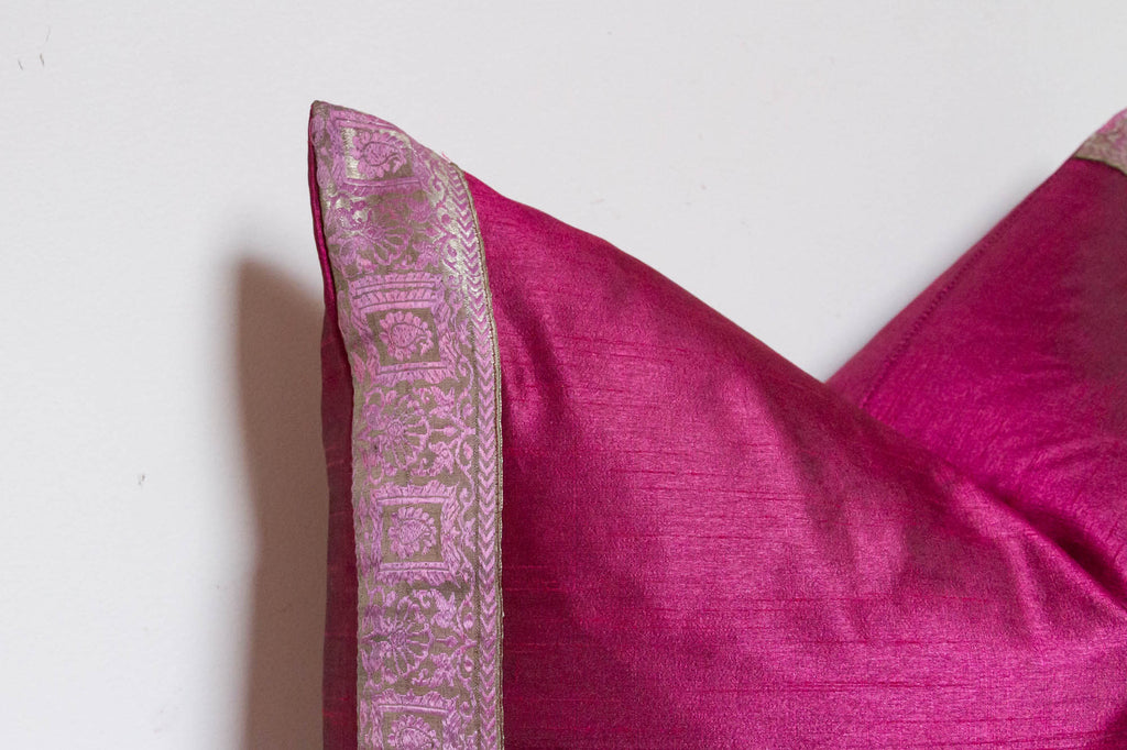 Magenta Festive Silk Euro Pillow Cover