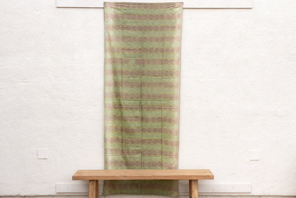 Ethereal Mint Silk Kantha Reversible Throw