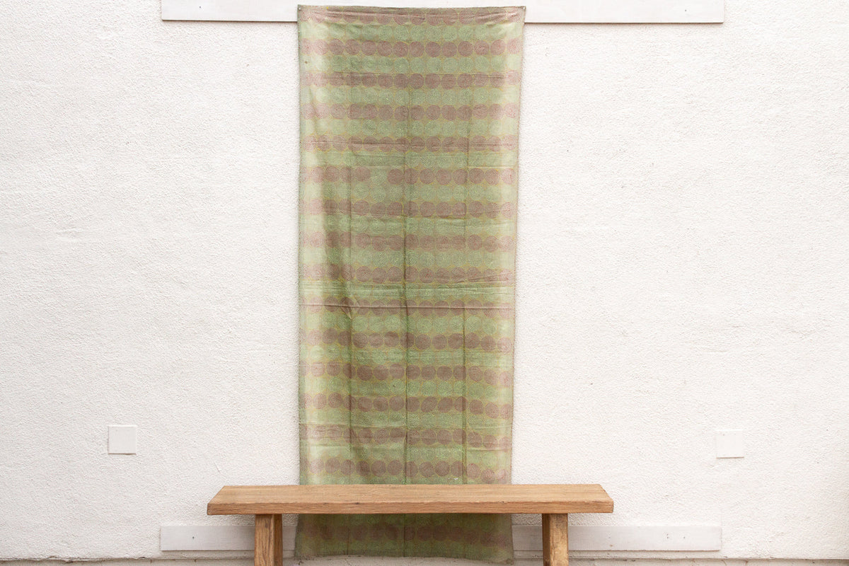 Ethereal Mint Silk Kantha Reversible Throw