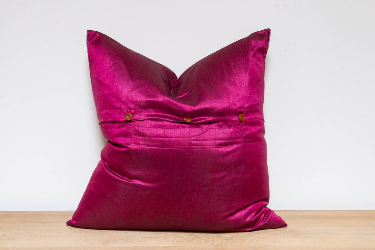 Magenta Festive Silk Euro Pillow Cover