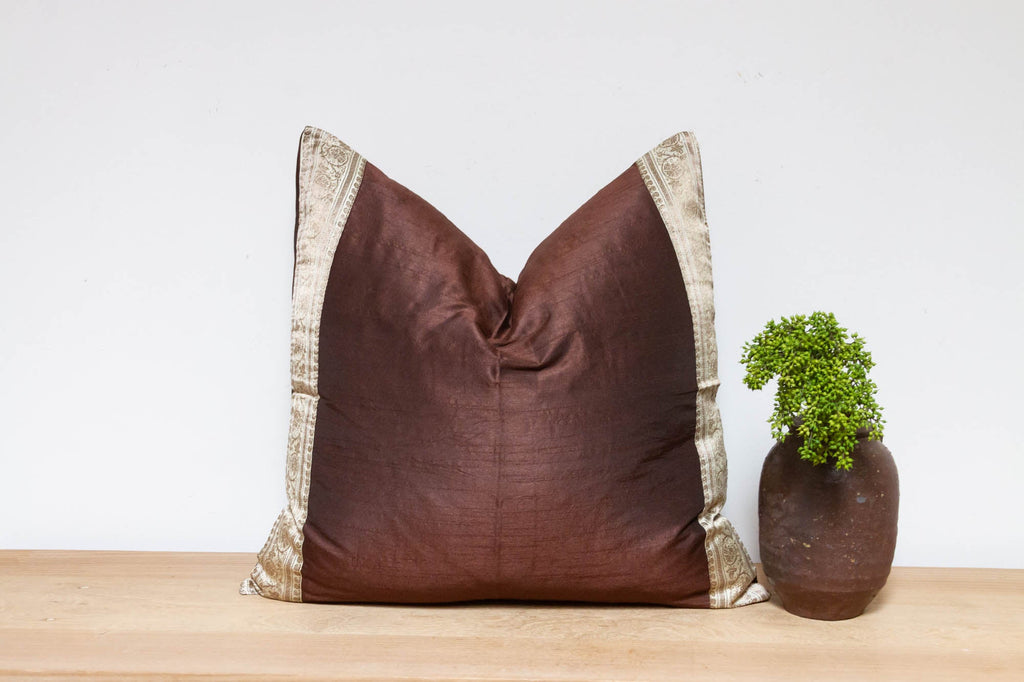 Espresso Festive Silk Euro Pillow Cover