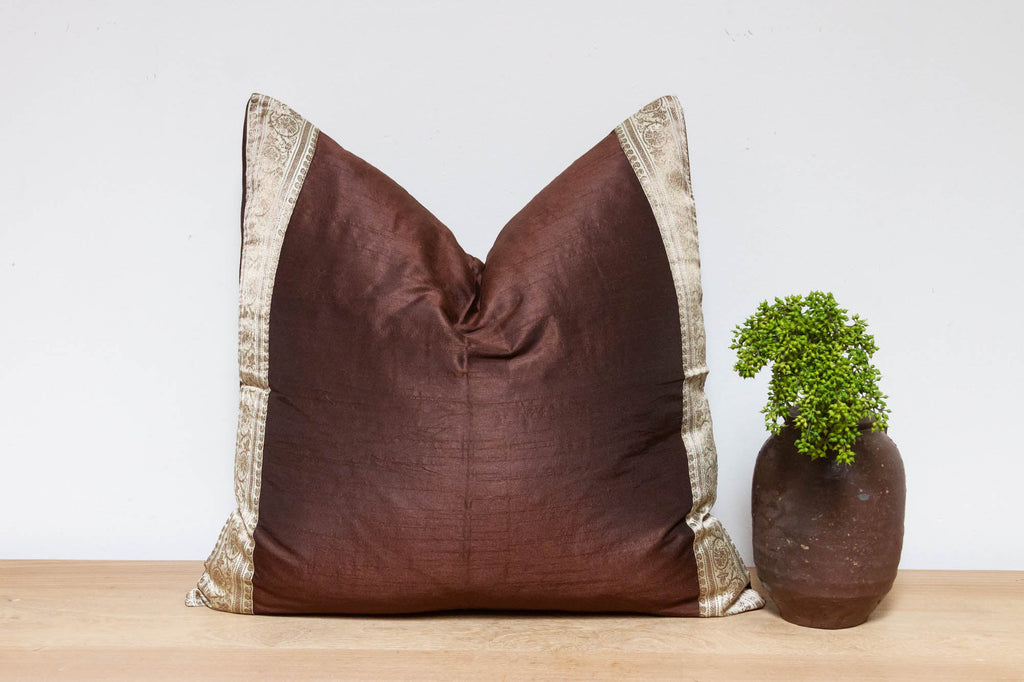 Espresso Festive Silk Euro Pillow Cover