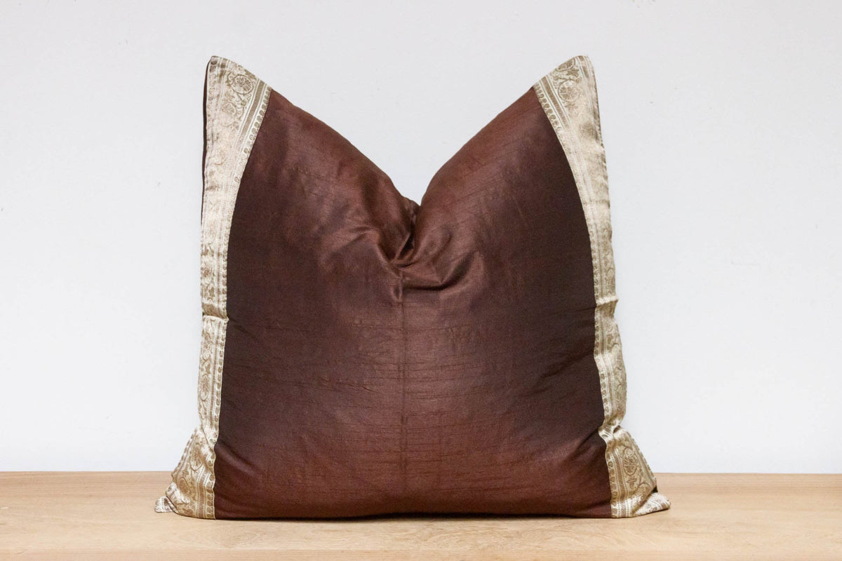 Espresso Festive Silk Euro Pillow Cover