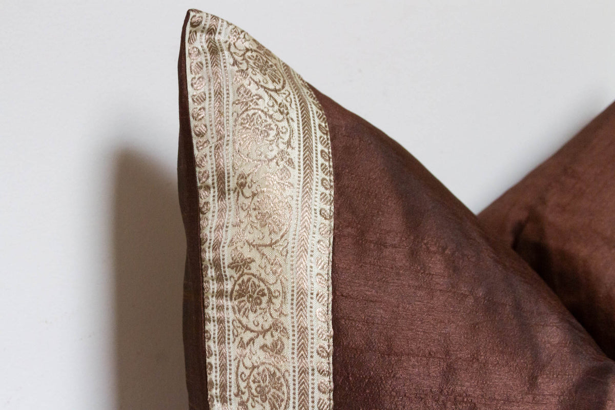 Espresso Festive Silk Euro Pillow Cover