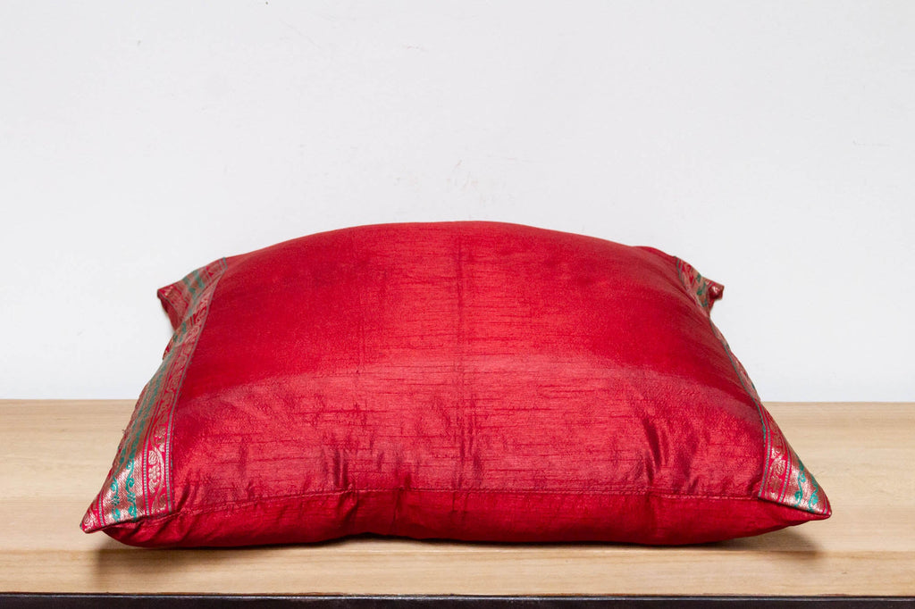 Maroon Festive Silk Euro Pillow Cover