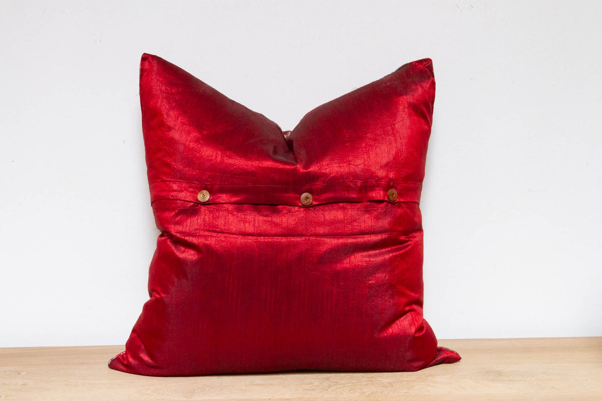 Maroon Festive Silk Euro Pillow Cover