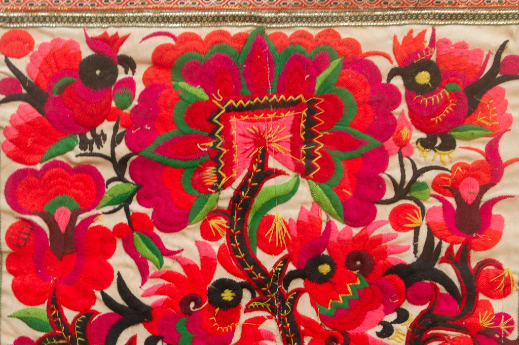 Floral Rhapsody, Antique Framed Textile