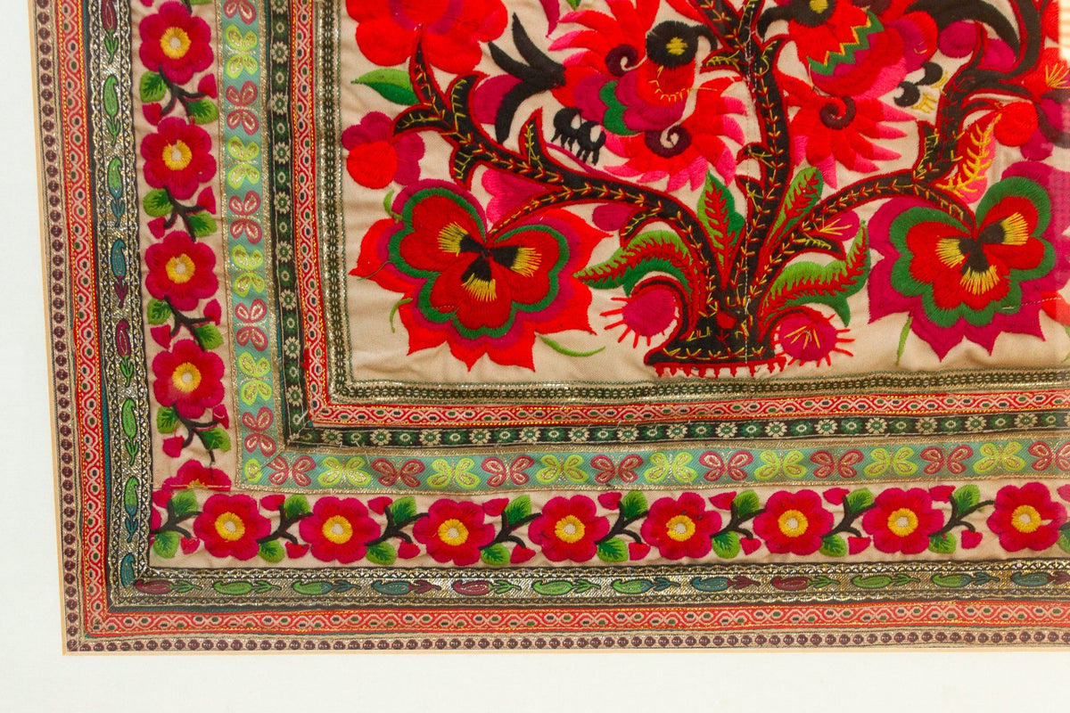 Floral Rhapsody, Antique Framed Textile