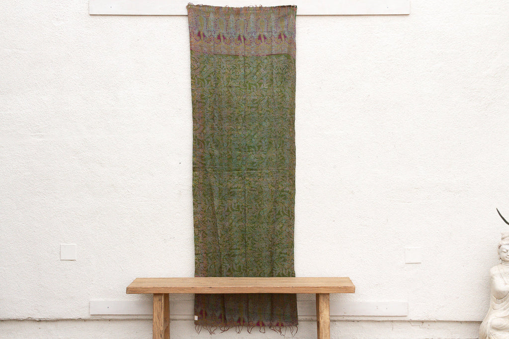 Sage Green Silk Kantha Reversible Throw