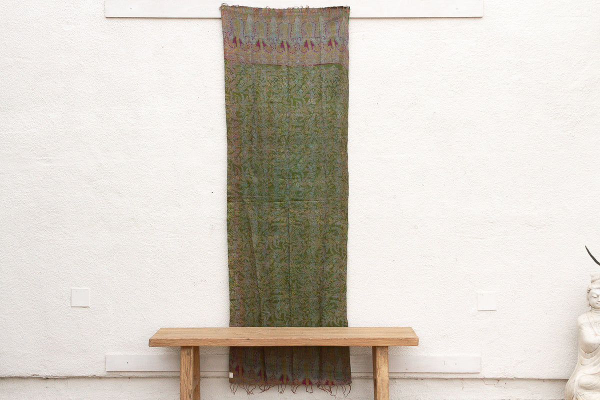 Sage Green Silk Kantha Reversible Throw