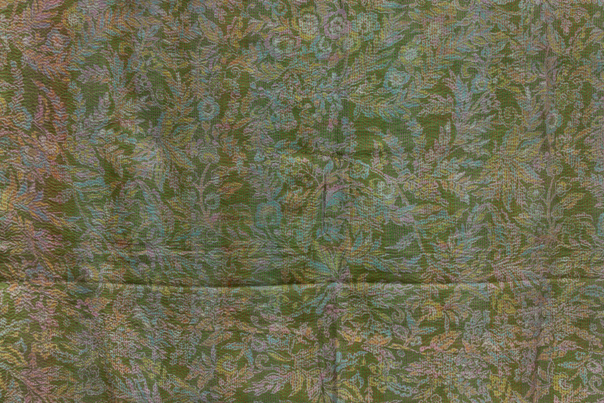 Sage Green Silk Kantha Reversible Throw
