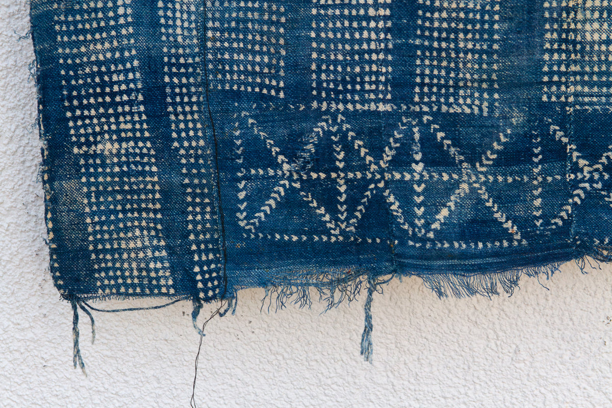 Azure Grid Indigo Mud Cloth Throw