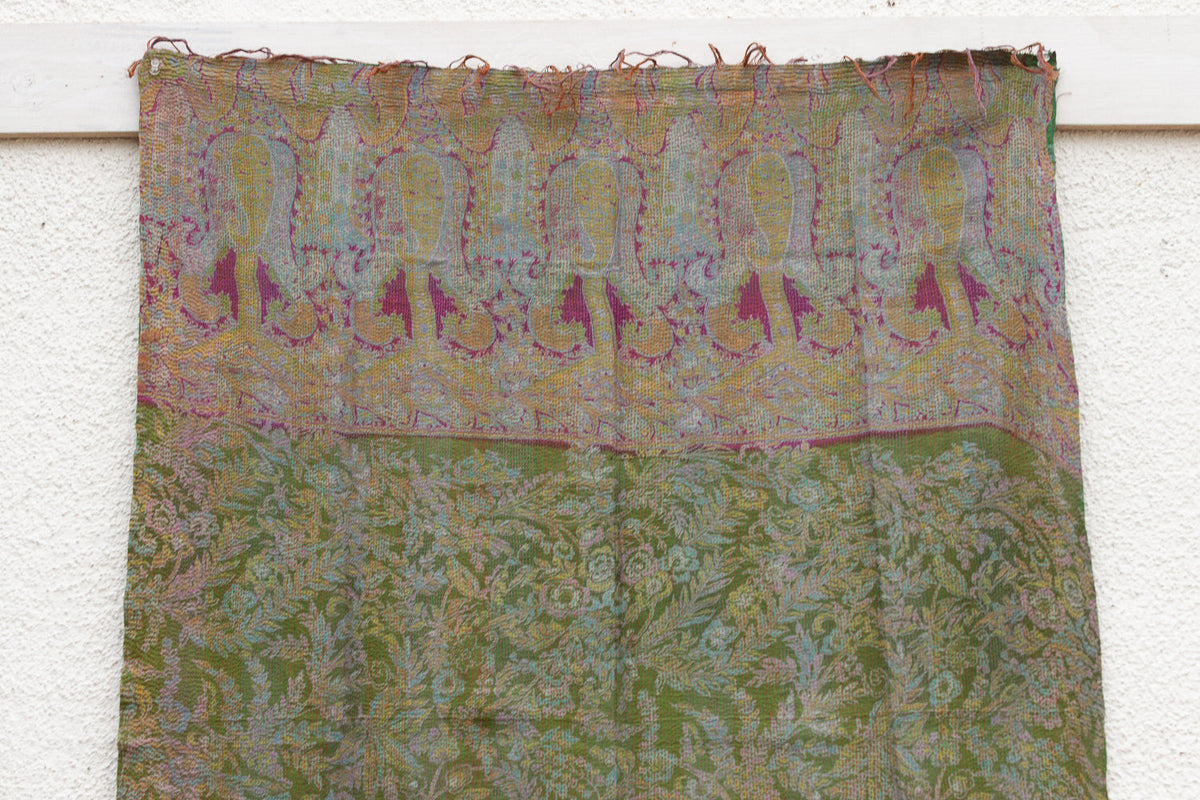 Sage Green Silk Kantha Reversible Throw
