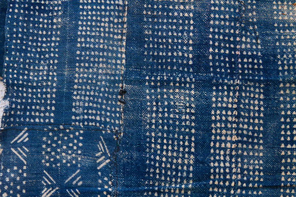 Azure Grid Indigo Mud Cloth Throw