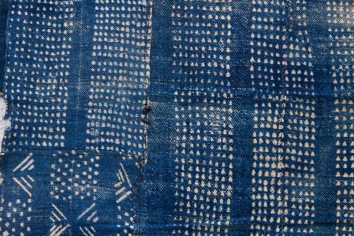 Azure Grid Indigo Mud Cloth Throw