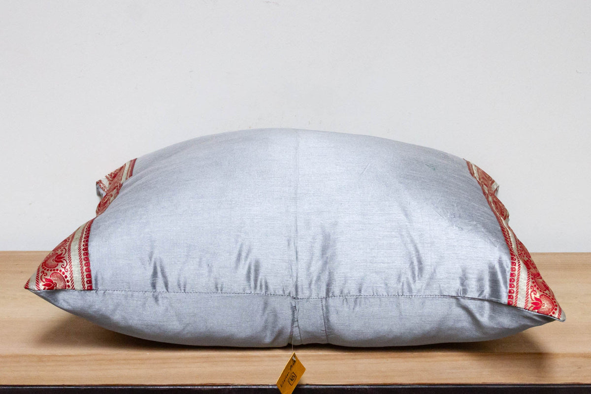 Hazy Silver Festive Silk Euro Pillow Cover