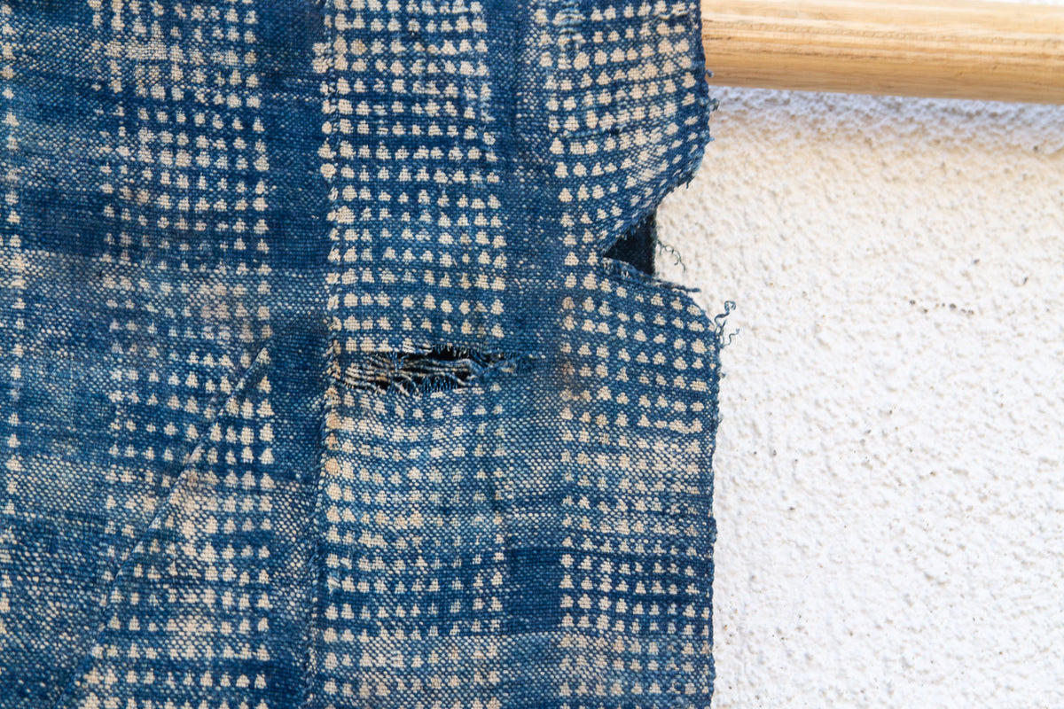 Azure Grid Indigo Mud Cloth Throw