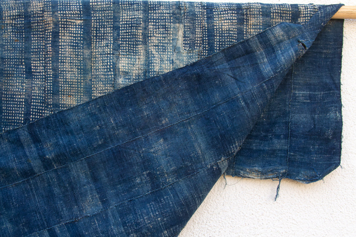 Azure Grid Indigo Mud Cloth Throw