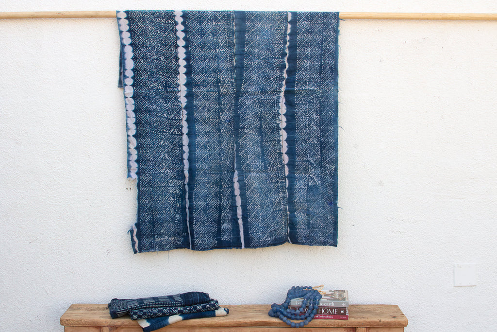 Diamond Maze Indigo Mud Cloth Throw