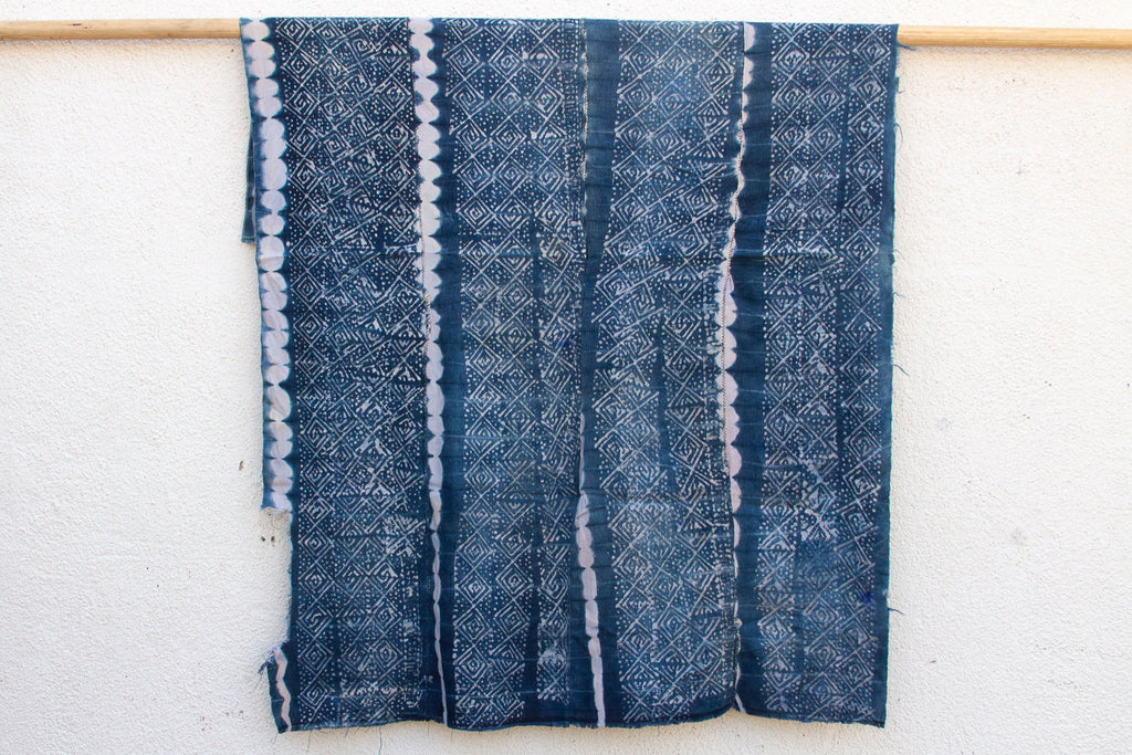 Diamond Maze Indigo Mud Cloth Throw
