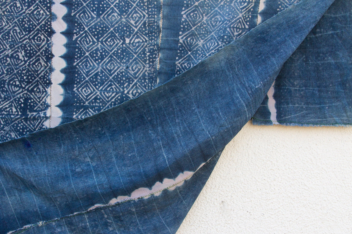 Diamond Maze Indigo Mud Cloth Throw