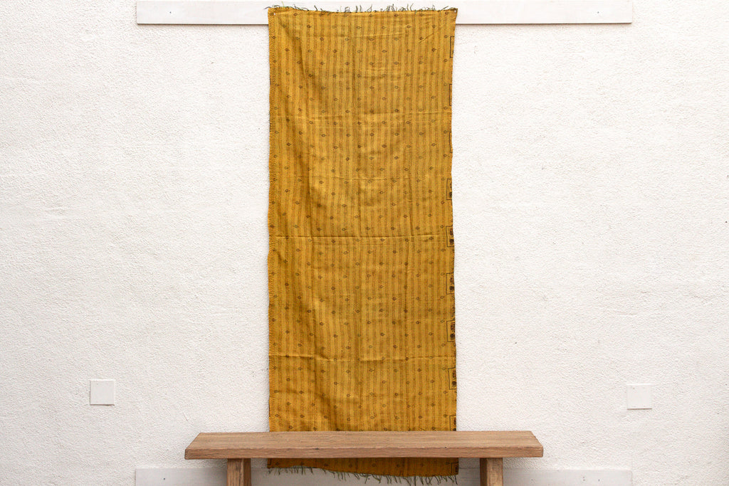 Mustard Gold Silk Kantha Reversible Throw