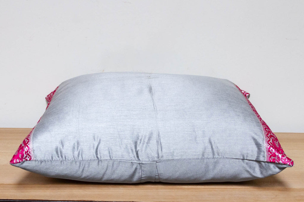 Silver Festive Silk Euro Pillow Cover