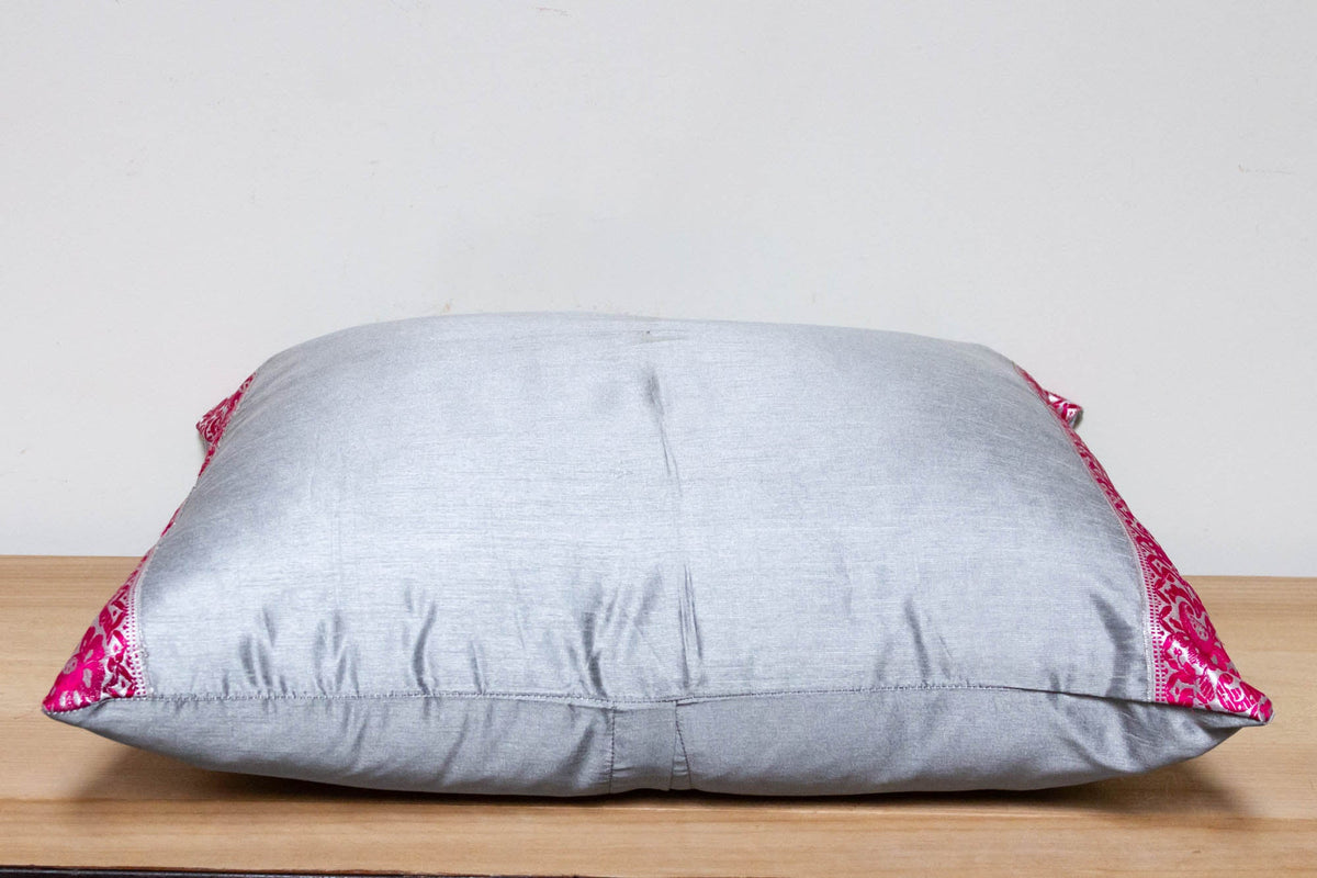 Silver Festive Silk Euro Pillow Cover
