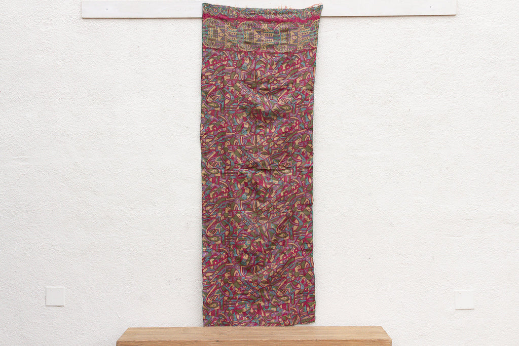 Heirloom Abstract Silk Kantha Reversible Throw