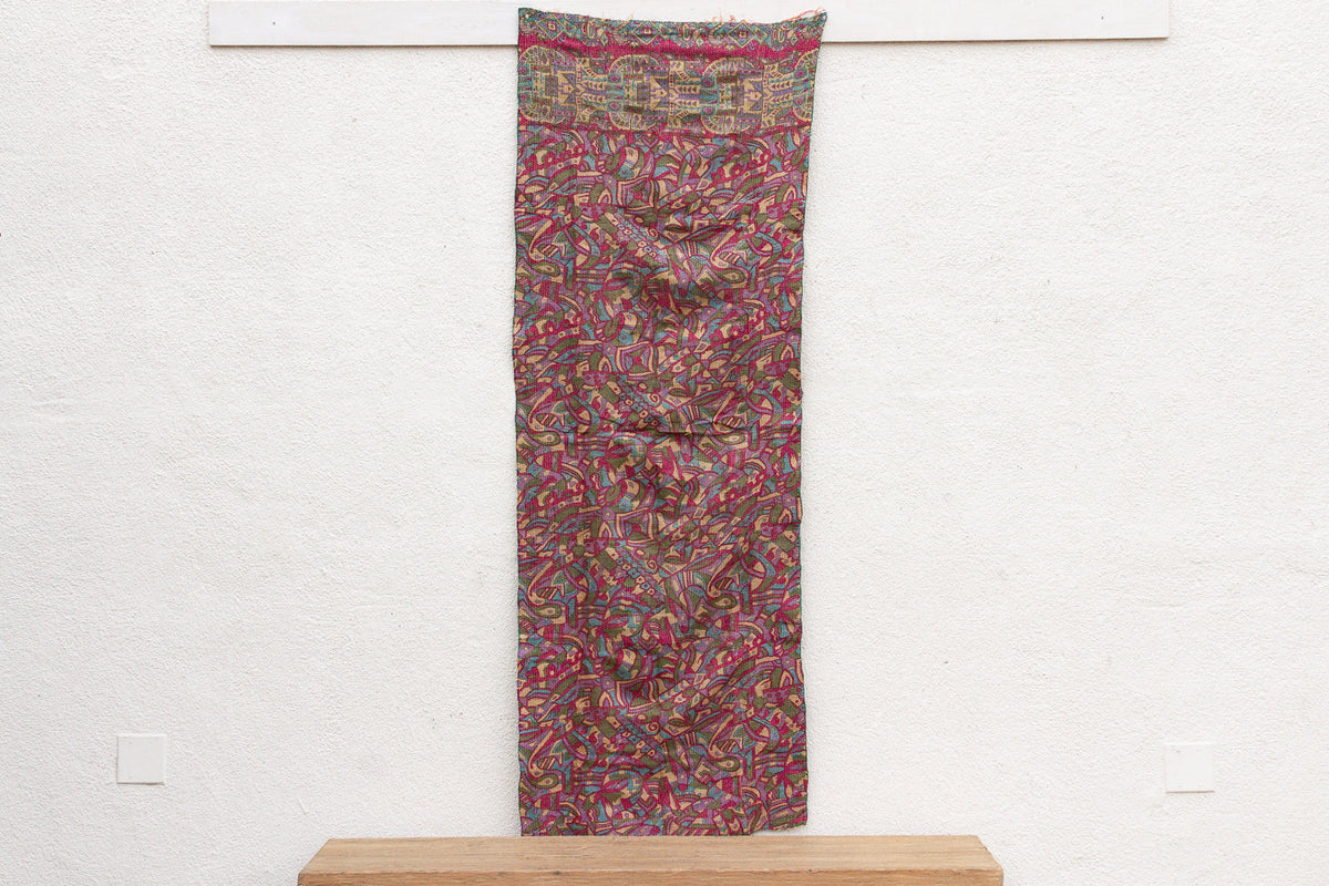 Heirloom Abstract Silk Kantha Reversible Throw