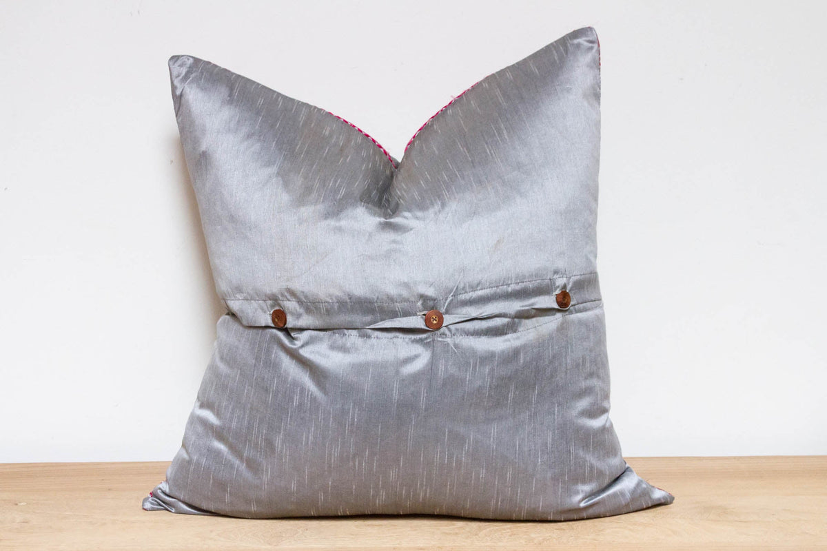 Silver Festive Silk Euro Pillow Cover