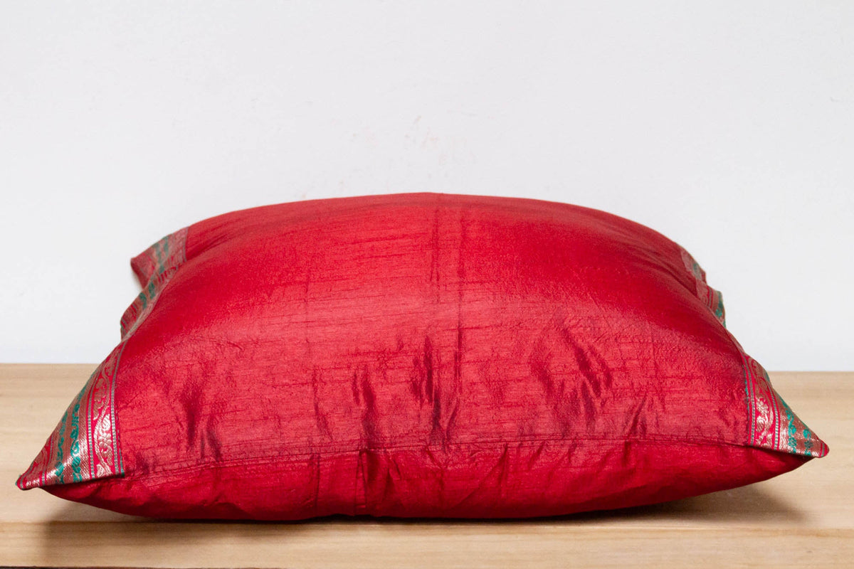 Carmine Festive Silk Euro Pillow Cover