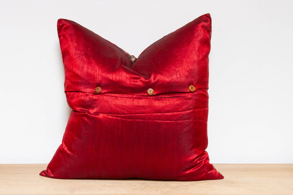 Carmine Festive Silk Euro Pillow Cover