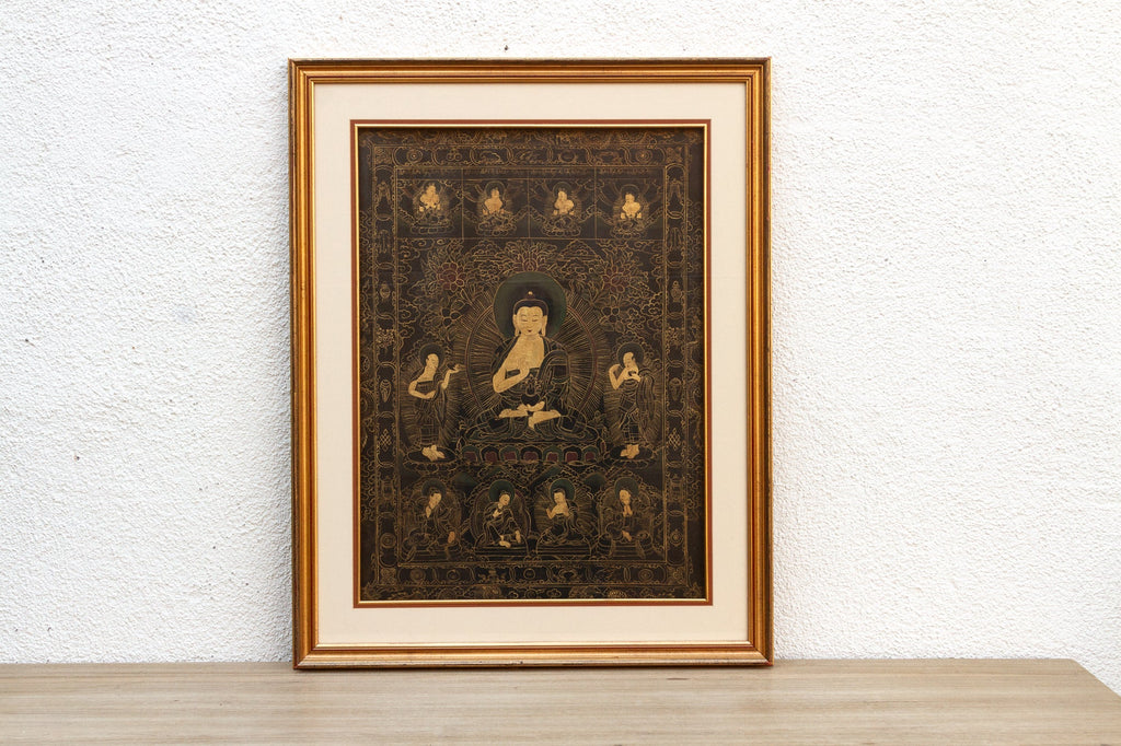 Golden Buddha Antique Tibetan Thangka