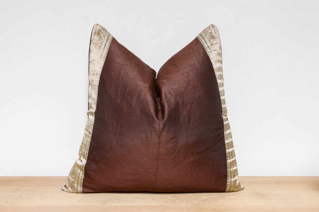 Mocha Festive Silk Euro Pillow Cover