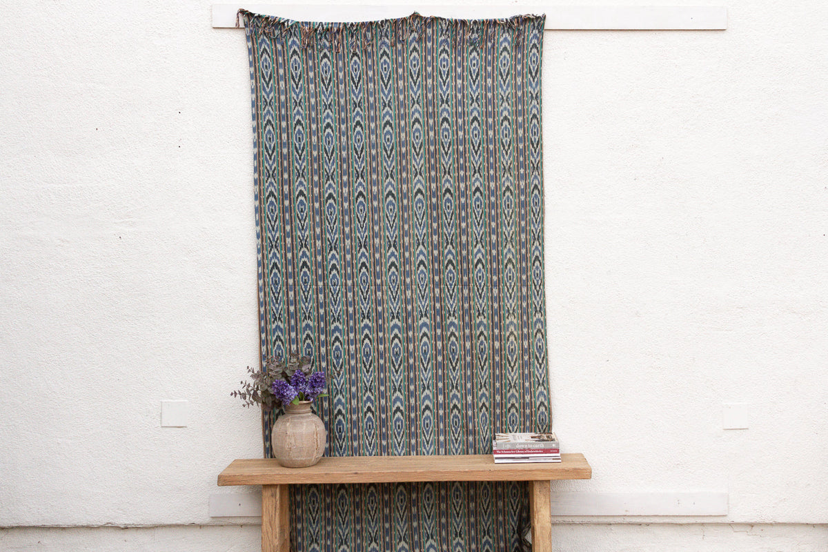 Monumental Cool Blue Ikat Textile