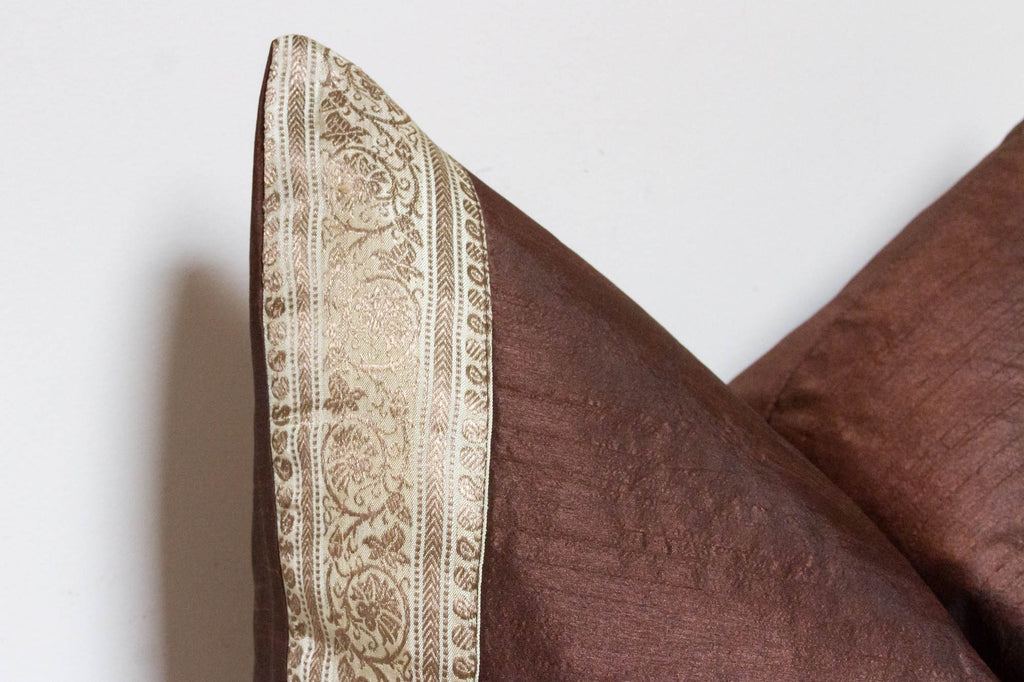 Mocha Festive Silk Euro Pillow Cover