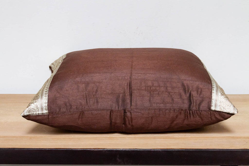 Mocha Festive Silk Euro Pillow Cover