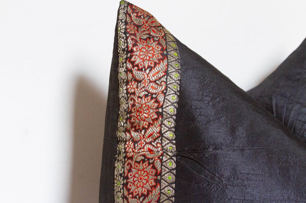 Sable Festive Silk Euro Pillow Cover