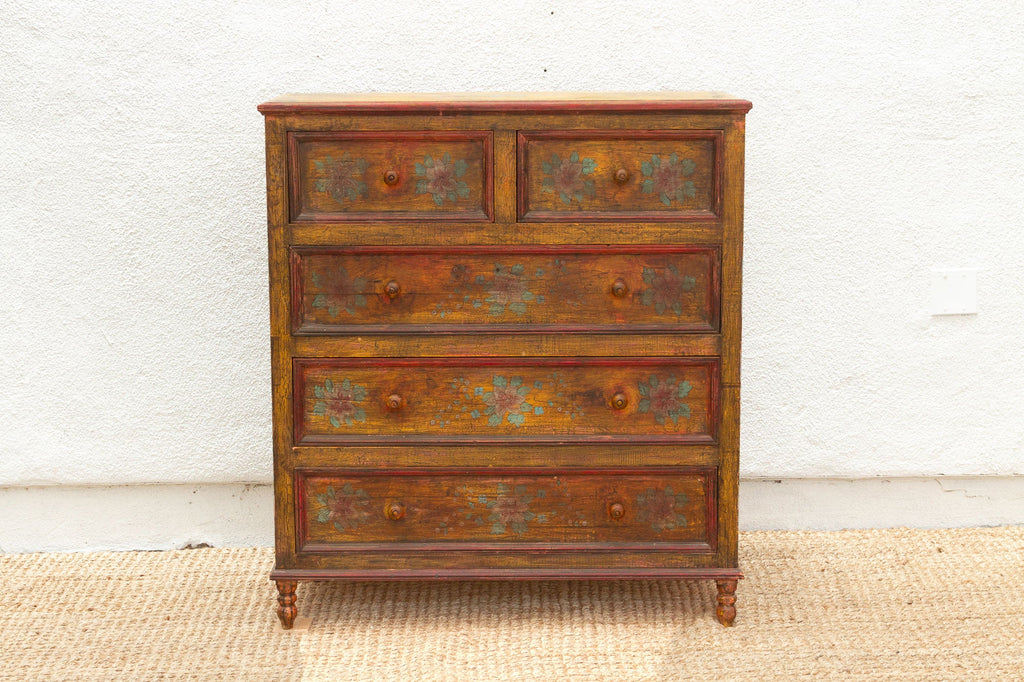 Marigold Bloom, Vintage Indian Chest of Drawers