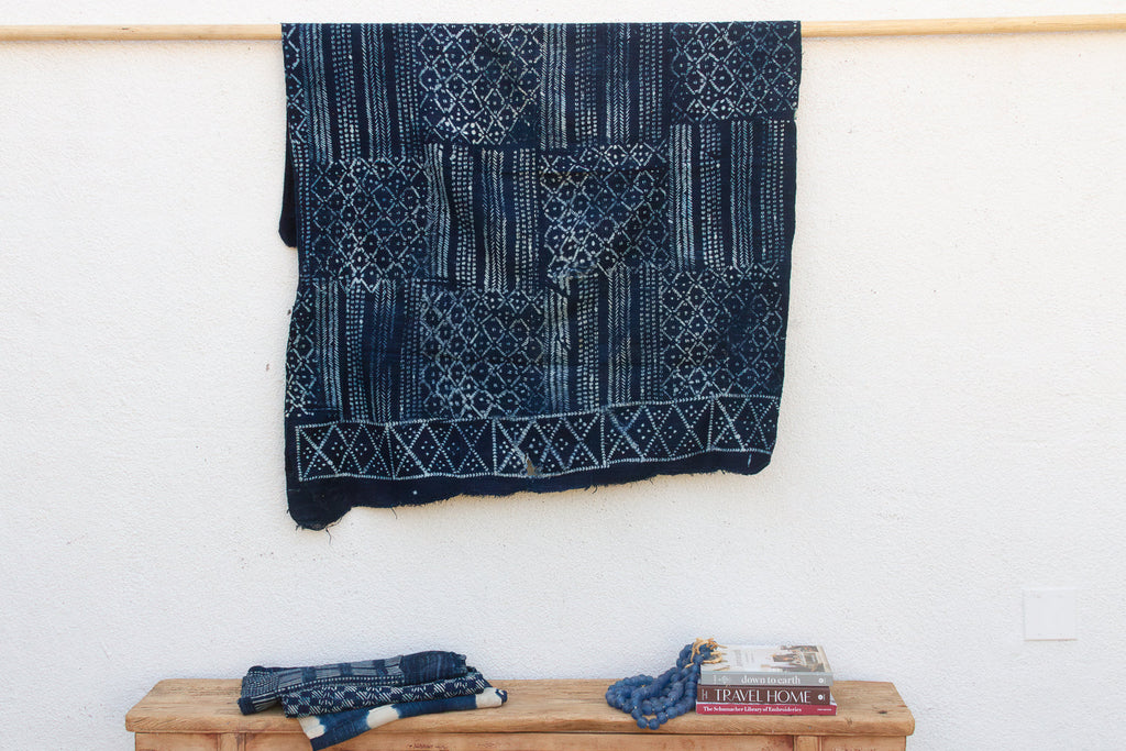 Diamond Lattice Indigo Mud Cloth Throw