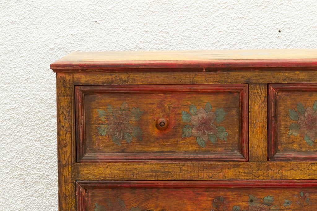 Marigold Bloom, Vintage Indian Chest of Drawers