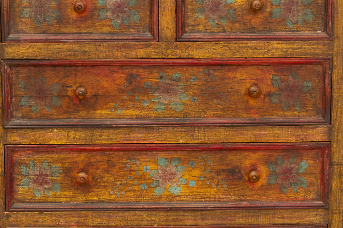 Marigold Bloom, Vintage Indian Chest of Drawers
